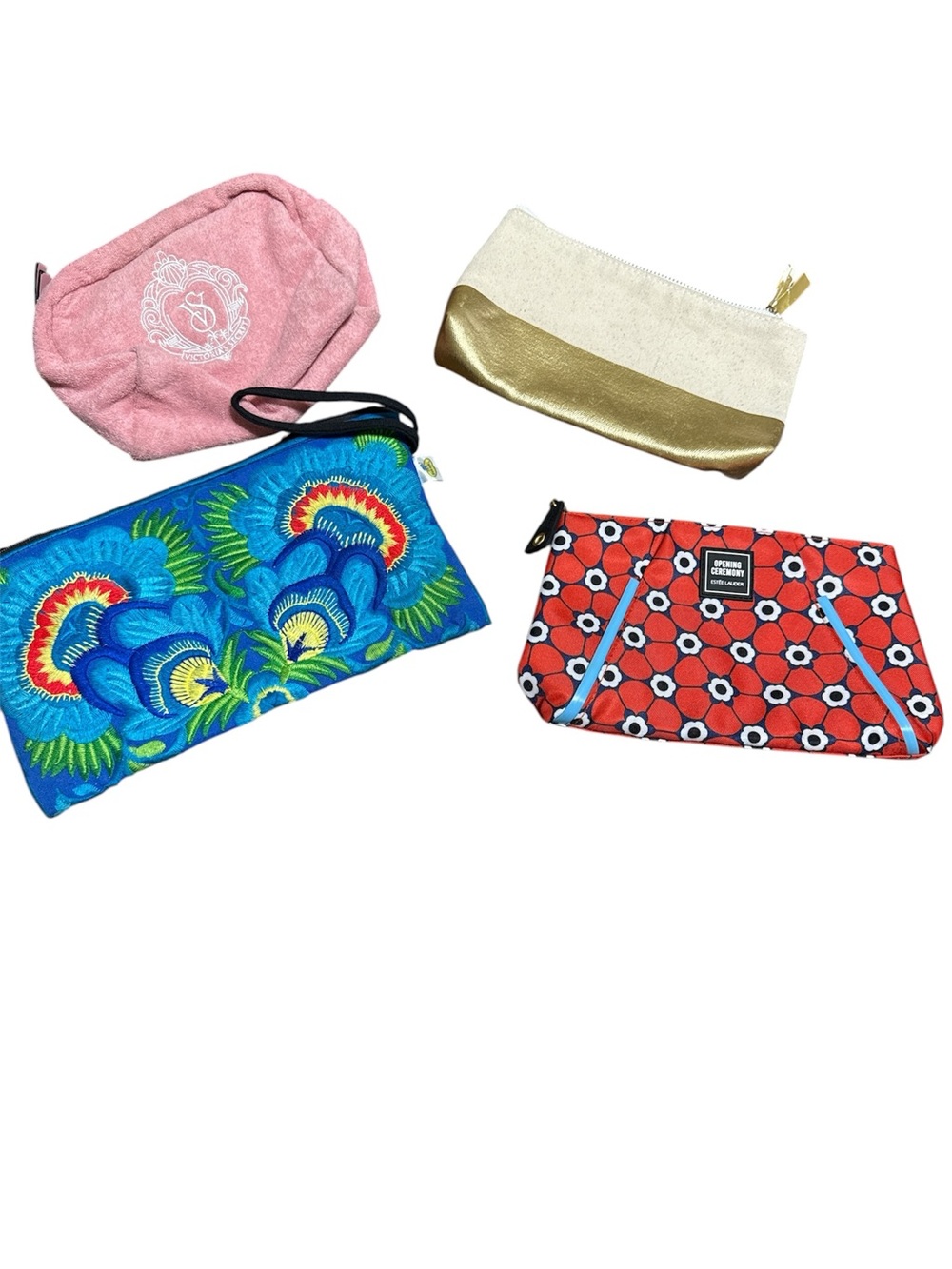 Assorted Cosmetic Pouches - Pink, Gold, Blue, Red Floral